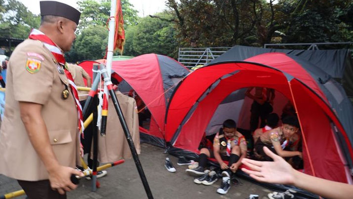 Camping Perdana Pramuka di Plaza Pemkot Bekasi Meriahkan Hari Pramuka ke-64