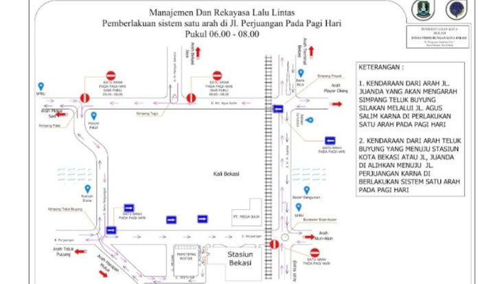 Atasi Kemacetan, Dishub Bekasi Terapkan Sistem Satu Arah di Jalan Perjuangan Pagi Hari